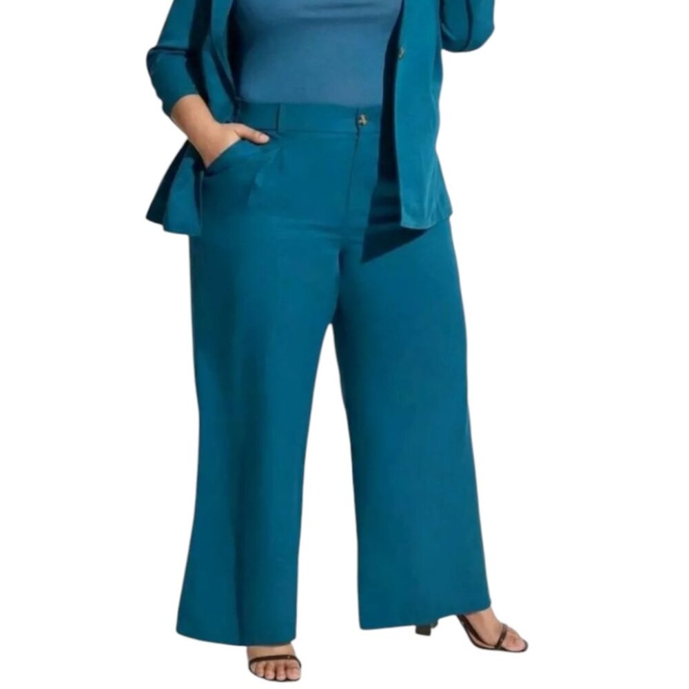 TORRID Women's EUC Wide Leg Linen Lyocell Trousers‎ Legion Blue | Size 14R